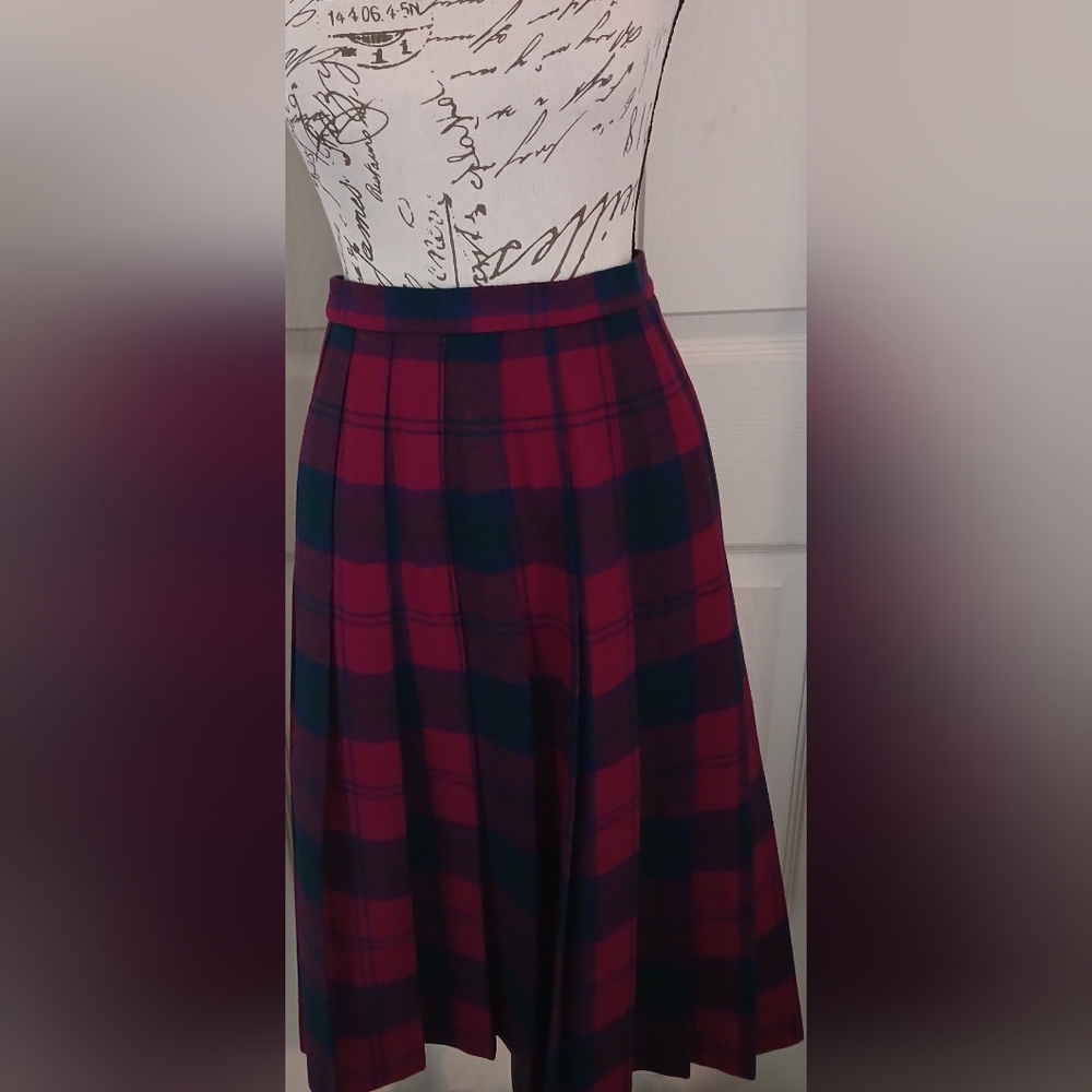 Vintage Kenmore Wool Pleated Plaid Skirt